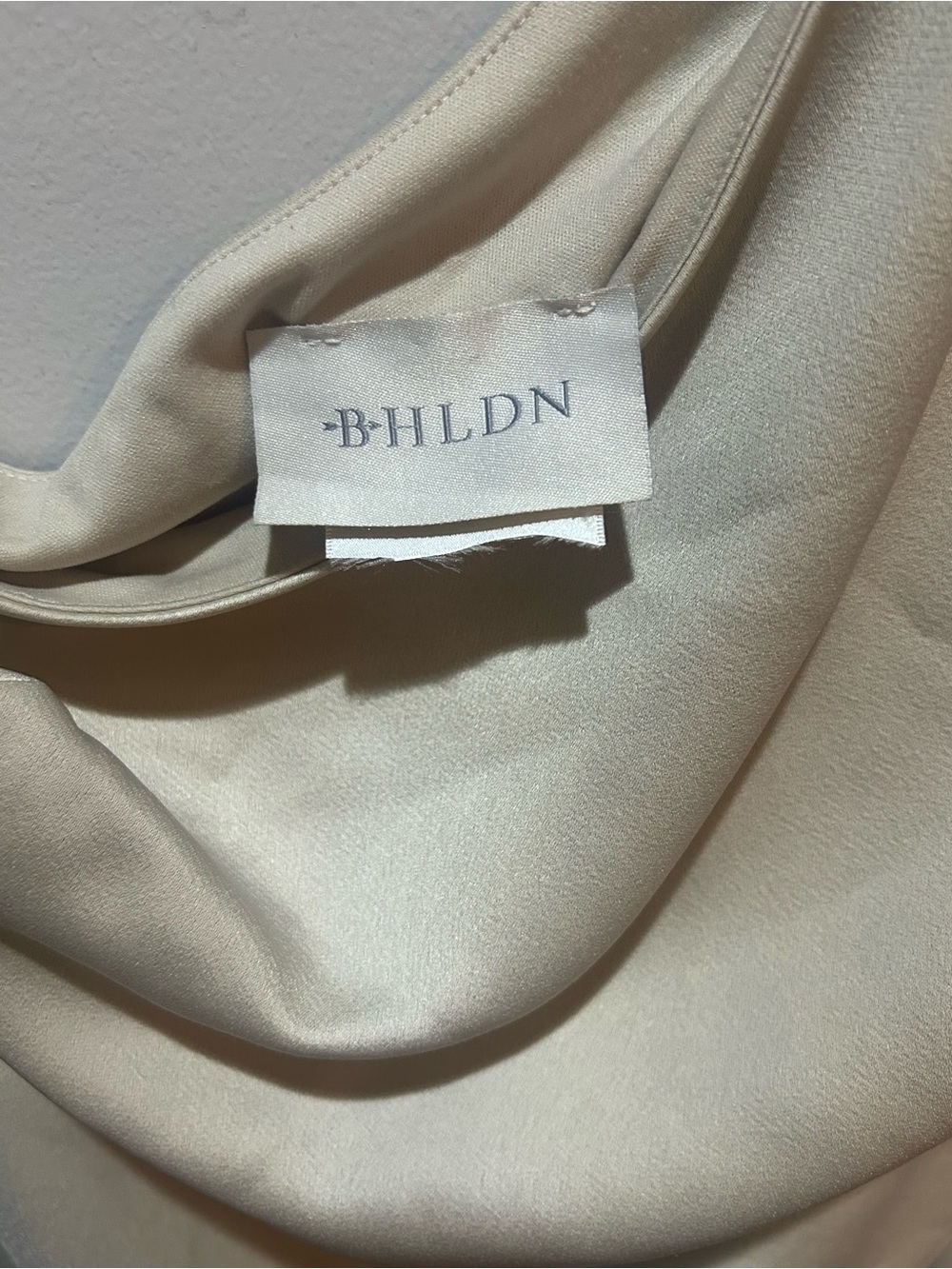 BHLDN Dylan Champagne One-Shoulder Satin Maxi Bridesmaid Dress, Sz 6 - Picture 4 of 8
